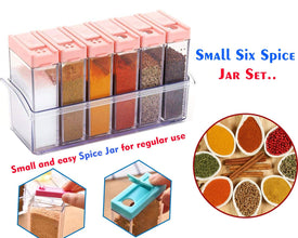 Plastic Spice Jars (6 pcs, 14x22x8cm, Multicolour) F4Mart