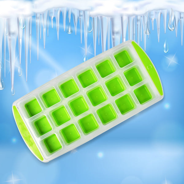 18 Cavity Pop Up Ice Cube Tray Easy Release Flexible Silicone Bottom Ice Tray , Stackable Ice tray, 100% BPA Free, Food Grade for Freezer F4Mart