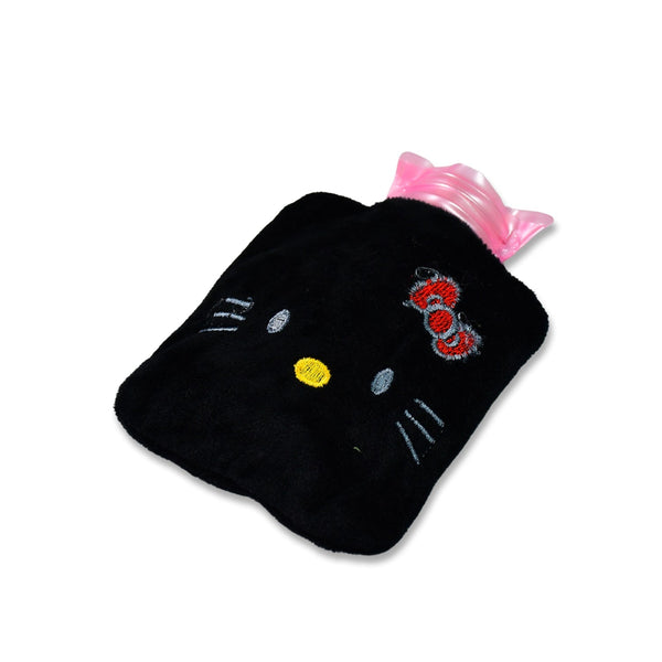 Black Hello Kitty small Hot Water Bag with Cover for Pain Relief, Neck, Shoulder Pain and Hand, Feet Warmer, Menstrual Cramps. F4Mart