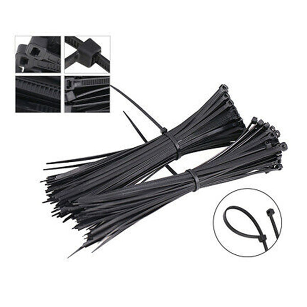 6Inch Nylon Self Locking Cable Ties, Heavy Duty Strong Zip Wire Tie. Pack of 100 - Black. F4Mart
