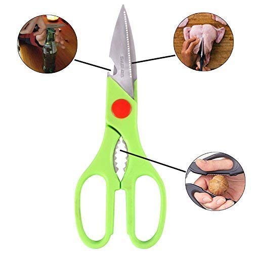 Kitchen Household For Vegetables, Fruit, Cheese & Meat Slices With Bottle Opener Stainless Steel Sea Food Scissor