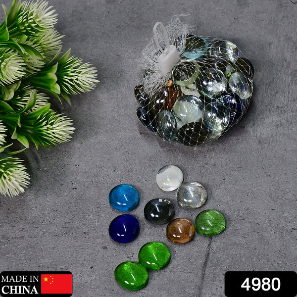 Glass Gem Stone, Flat Round Marbles Pebbles for Vase Fillers, Attractive pebbles for Aquarium Fish Tank. F4Mart