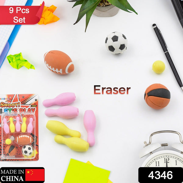 Kit Fancy & Stylish Colorful Erasers, Mini Eraser Creative Cute Novelty Eraser For Children Different Designs Eraser Set For Return Gift, Birthday Party, School Prize, Football & Icecream Set Eraser (9 Pc & 5 Pc Set)