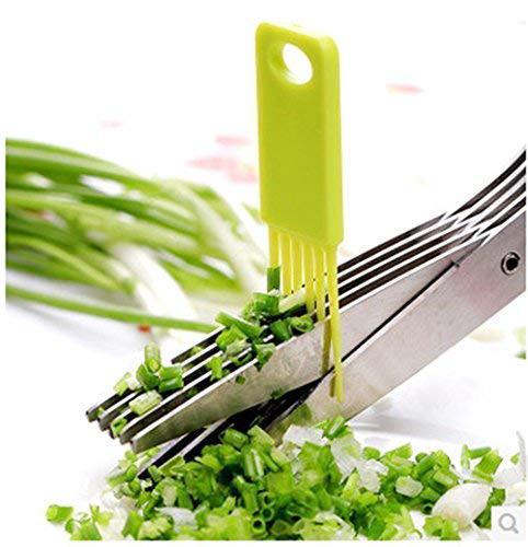 Multifunction Vegetable Stainless Steel Herbs Scissor with 5 Blades F4Mart