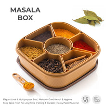 Masala Box for Keeping Spices, Spice Box for Kitchen, Masala Container, Plastic Wooden Style, 7 Sections (Multi Color). F4Mart