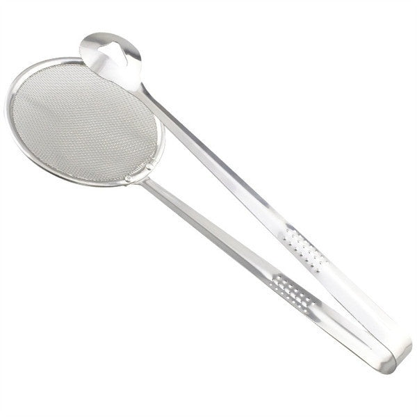 2In1 Stainless Steel Filter Spoon with Clip Food Kitchen Oil-Frying Multi-Functional F4Mart