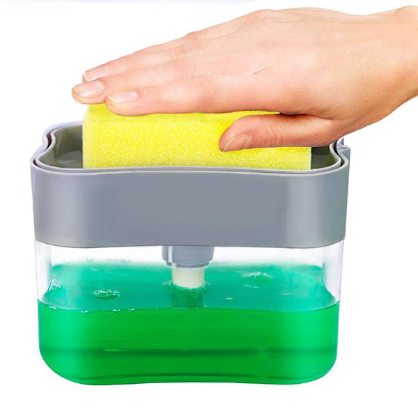 Liquid Soap Dispenser on Countertop with Sponge Holder For Pet F4Mart