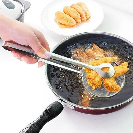 2In1 Stainless Steel Filter Spoon with Clip Food Kitchen Oil-Frying Multi-Functional F4Mart
