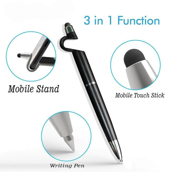 3 in 1 Ballpoint Function Stylus Pen with Mobile Stand F4Mart
