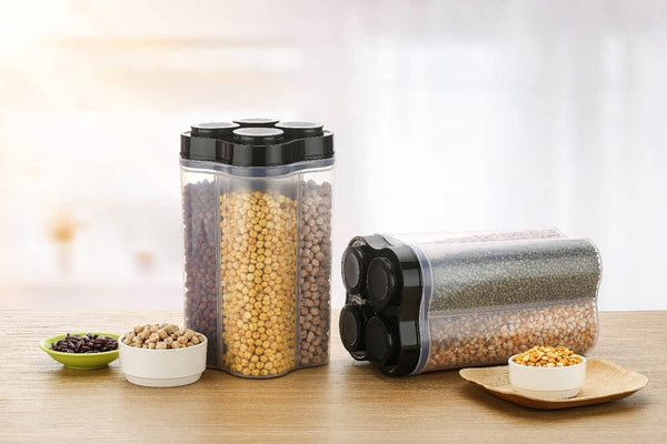 Plastic Lock Food Storage 4 Section Container Jar for Grocery, Fridge Container. F4Mart