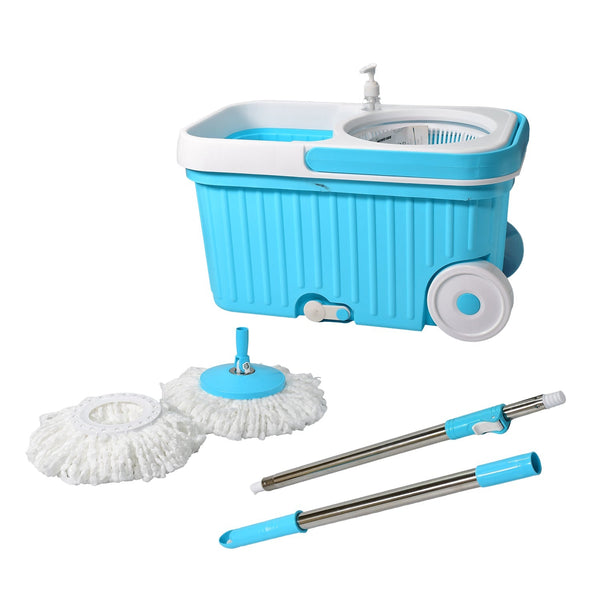 Sporty Plastic Spin Mop with Bigger Wheels and Plastic Auto Fold Handle for 360 Degree Cleaning. F4Mart