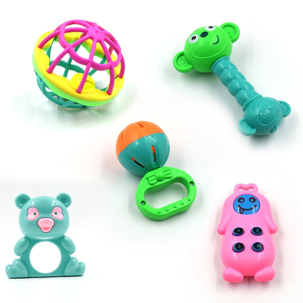 AT38 5Pc Rattles Baby Toy and game for kids and babies for playing and enjoying purposes. F4Mart