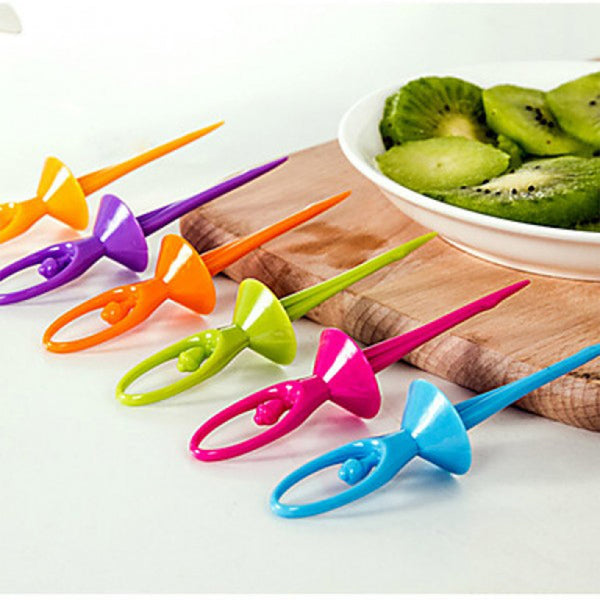 Dancing Doll Fruit Fork Cutlery Set with Stand Set of 6. F4Mart