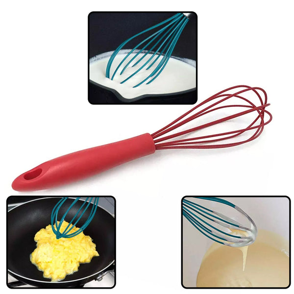 Manual Whisk Mixer Silicone Whisk, Cream Whisk, Flour Mixer, Rotary Egg Mixer, Kitchen Baking Tool. F4Mart