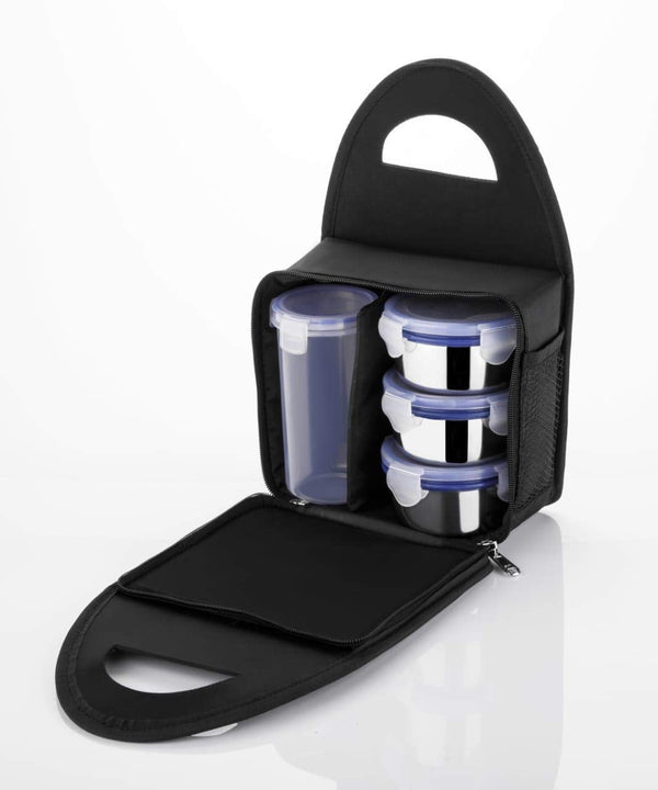 Compact Stainless Steel Airtight Lunch Box Set - 4 pcs (3 Leakproof Containers and 1 Bottle) F4Mart