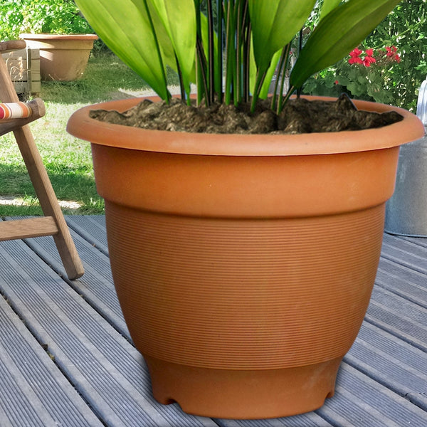 Garden Heavy Plastic Planter Pot Gamla 17x14 inch Color May Vary (1Pc) F4Mart