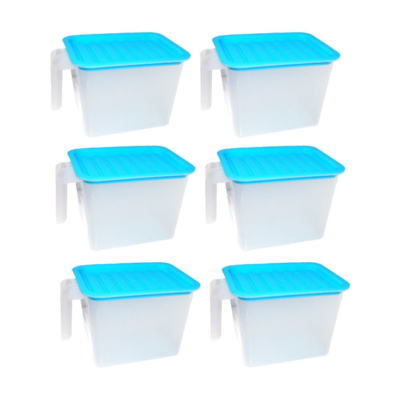 Air Tight Unbreakable Big Size 1100 ml Square Shape Kitchen Storage Container (Set of 6) F4Mart