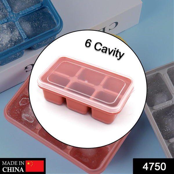 6 cavity Silicone Ice Tray used in all kinds of places like household kitchens for making ice from water and various things and all. F4Mart