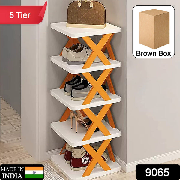 5 Layer Shoes Stand, Shoe Tower Rack Suit for Small Spaces, Closet, Small Entryway, Easy Assembly and Stable in Structure, Corner Storage Cabinet for Saving Space F4Mart
