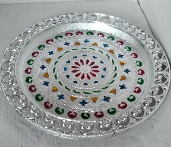 Silver Plated Pooja Thali F4Mart