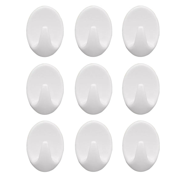 Self Adhesive Plastic Wall Hook Set for Home Kitchen and Other Places (Pack of 9) F4Mart