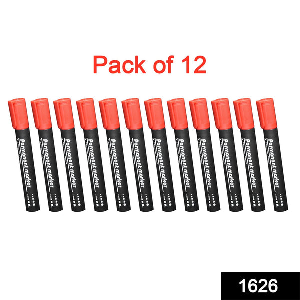 Red Permanent Markers for White Board (Pack Of 12) F4Mart